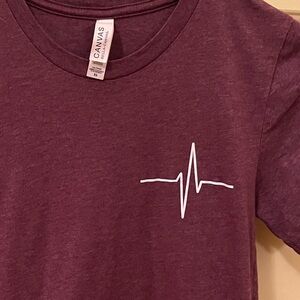 Etsy EKG Heart Rhythm Bella Canvas T-Shirt (in Heather Maroon XS Unisex)